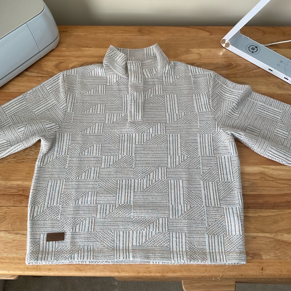 Southern Marsh Gray Patterned Zip-Up Sweater - image 5